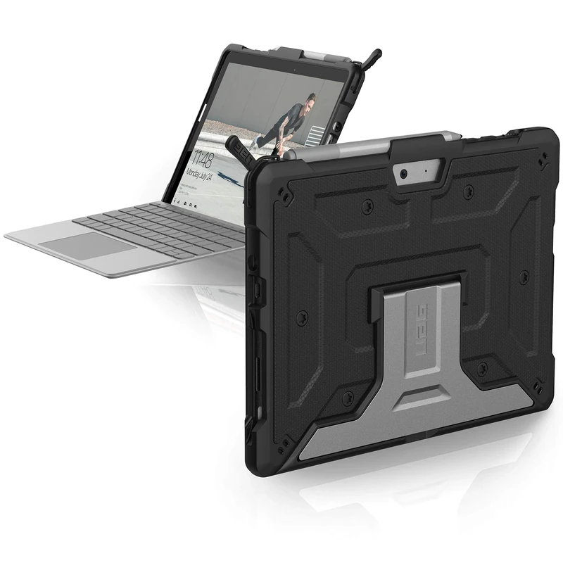 URBAN ARMOR GEAR UAG Designed for Microsoft Surface Go 4/ Surface Go 3 / Surface Go 2 / Surface Go Case 10.5" Metropolis Rugged Aluminum Kickstand Military Drop Tested Protective Cover Black