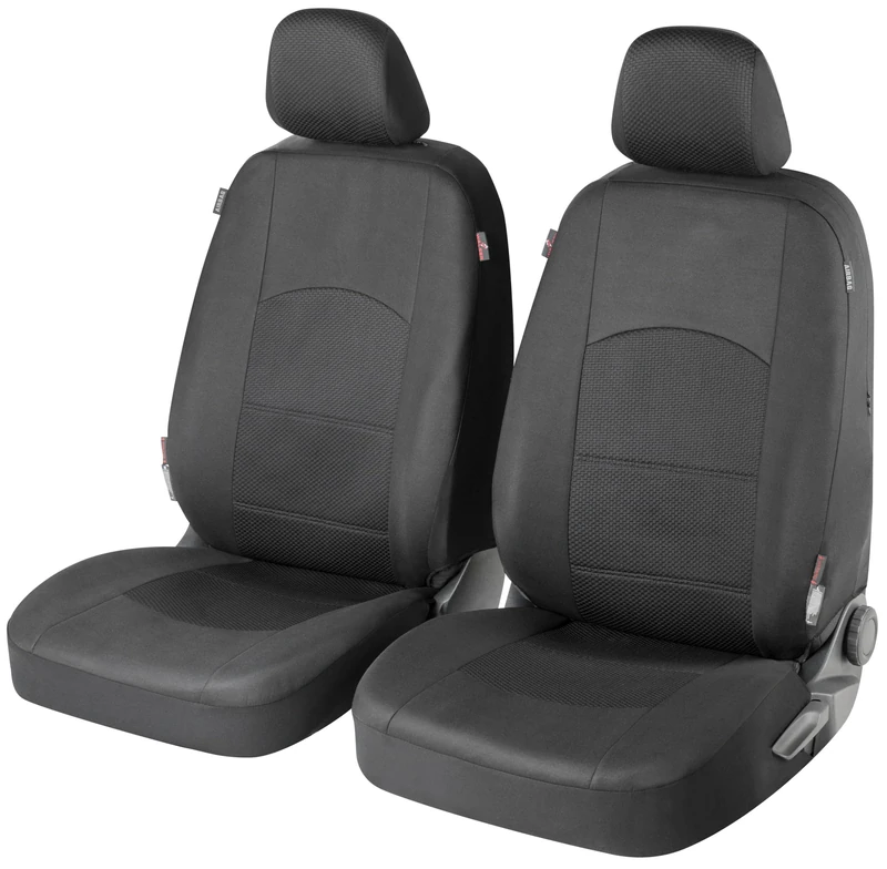 Walser 11846 Zipp-IT Derby Car Seat Cover with Zip, Premium Protective Covers, Normal Seats, 2 Front Seat Covers, Black