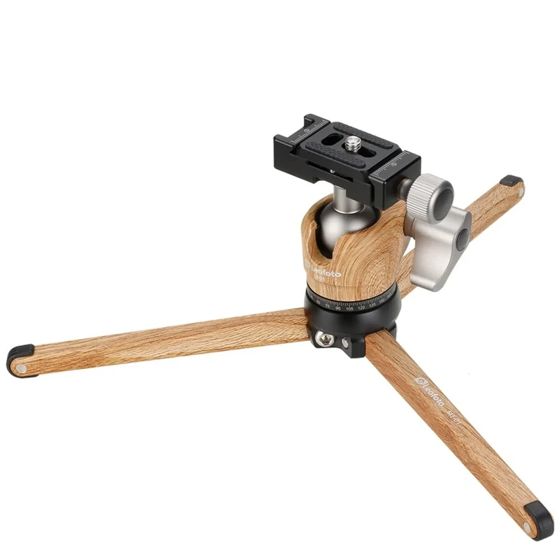 Leofoto - Pocket Mini Tripod - Ideal for a Travel Photographer - Load capacity of 6kg - Extendable Feet - Min. Height of 22 cm to a Max. Height of 114 cm - MT-01 + Ballhead LH-25 Wood