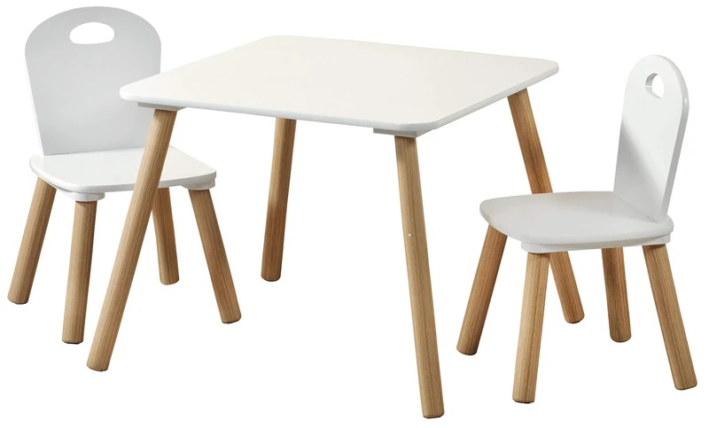 Kesper Children's Table with 2 Stems, White, Measure Table 55 x 55 x 45 cm, Chair 27.5 x 27.5 x 50.5 cm, 1771213