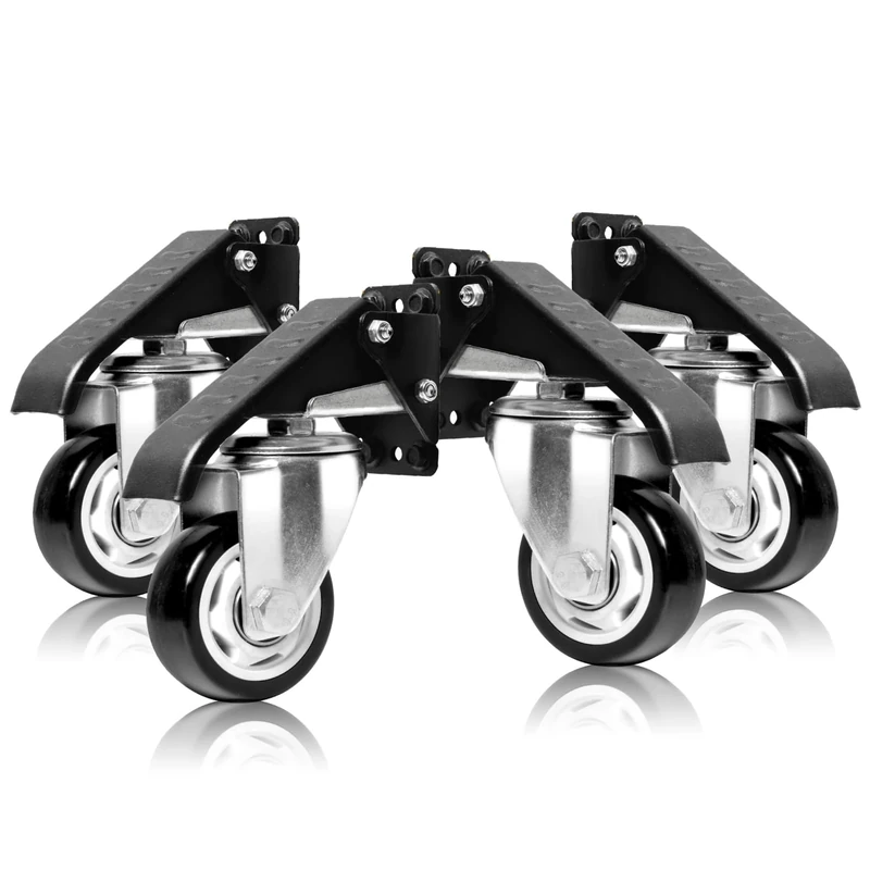 POWERTEC Workbench Caster Kit Set of 4 with Side Mounting Options & 400 lbs Loads, 2-1/2 Inch Retractable Stepdown Caster Wheels for Workbenches, Tables, Stands and Equipments (17001)