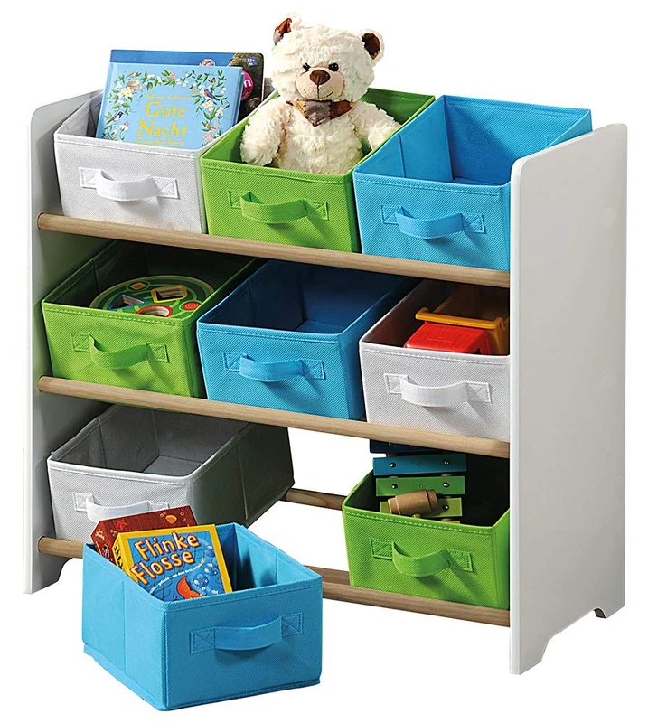 Kesper 17716 13 Children's Shelving Unit with Boxes Fibreboard 66 x 30 x 59.5 cm White Green Blue