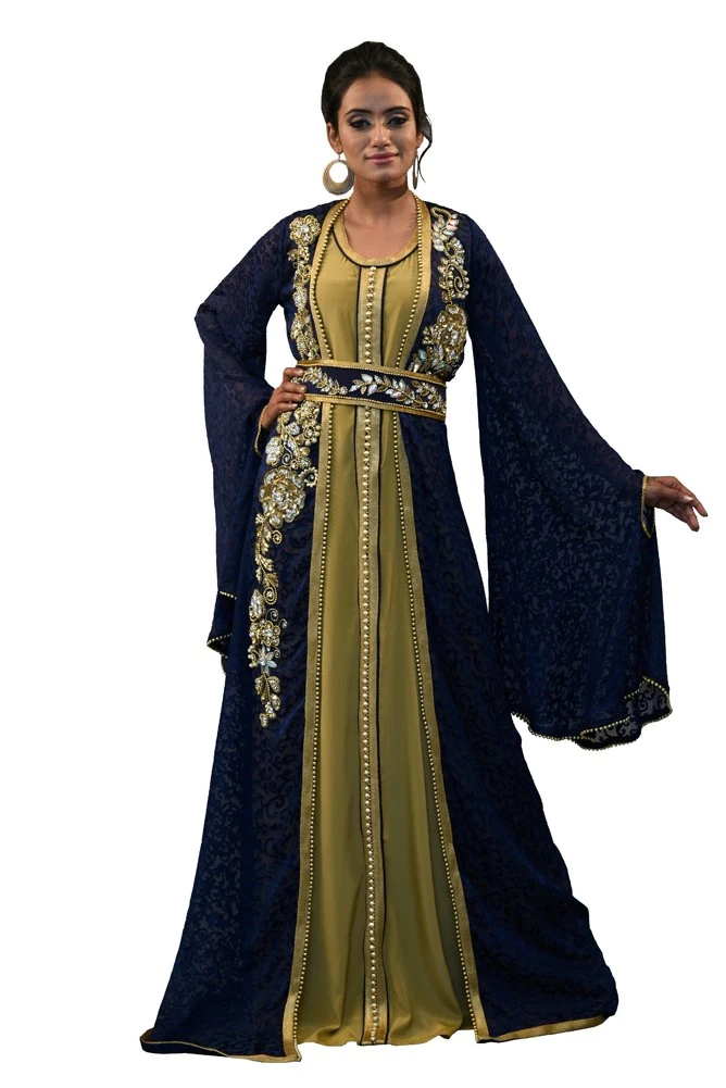 Kolkozy Fashion Women's Moroccan Style Kaftan Blue Size M