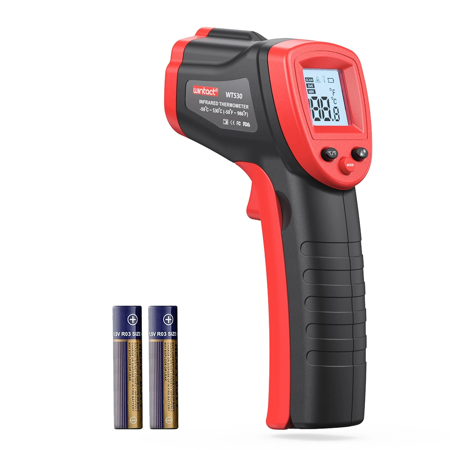 Wintact Infrared Thermometer Cooking Digital Temperature Gun -58℉-1094℉(-50℃-590℃) with Max-Min Measure (Not for People) Digital Infrared Thermometer with Backlit for Kitchen and Cooking