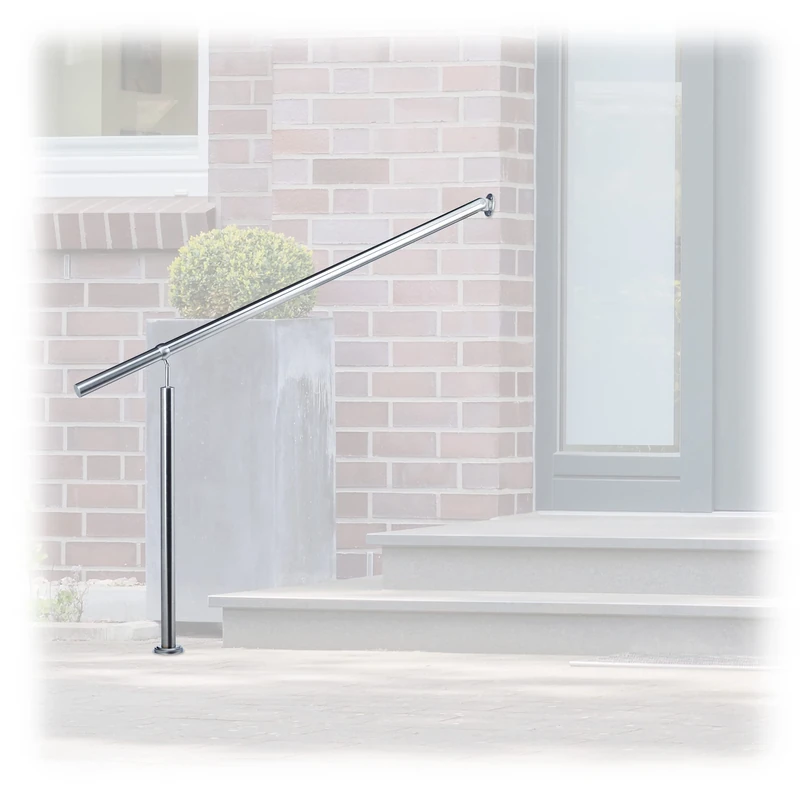 Relaxdays Stainless Steel Handrail for In- and Outdoor Use, 150 x 80 cm, With Wall Fittings and Metal Plugs, Silver