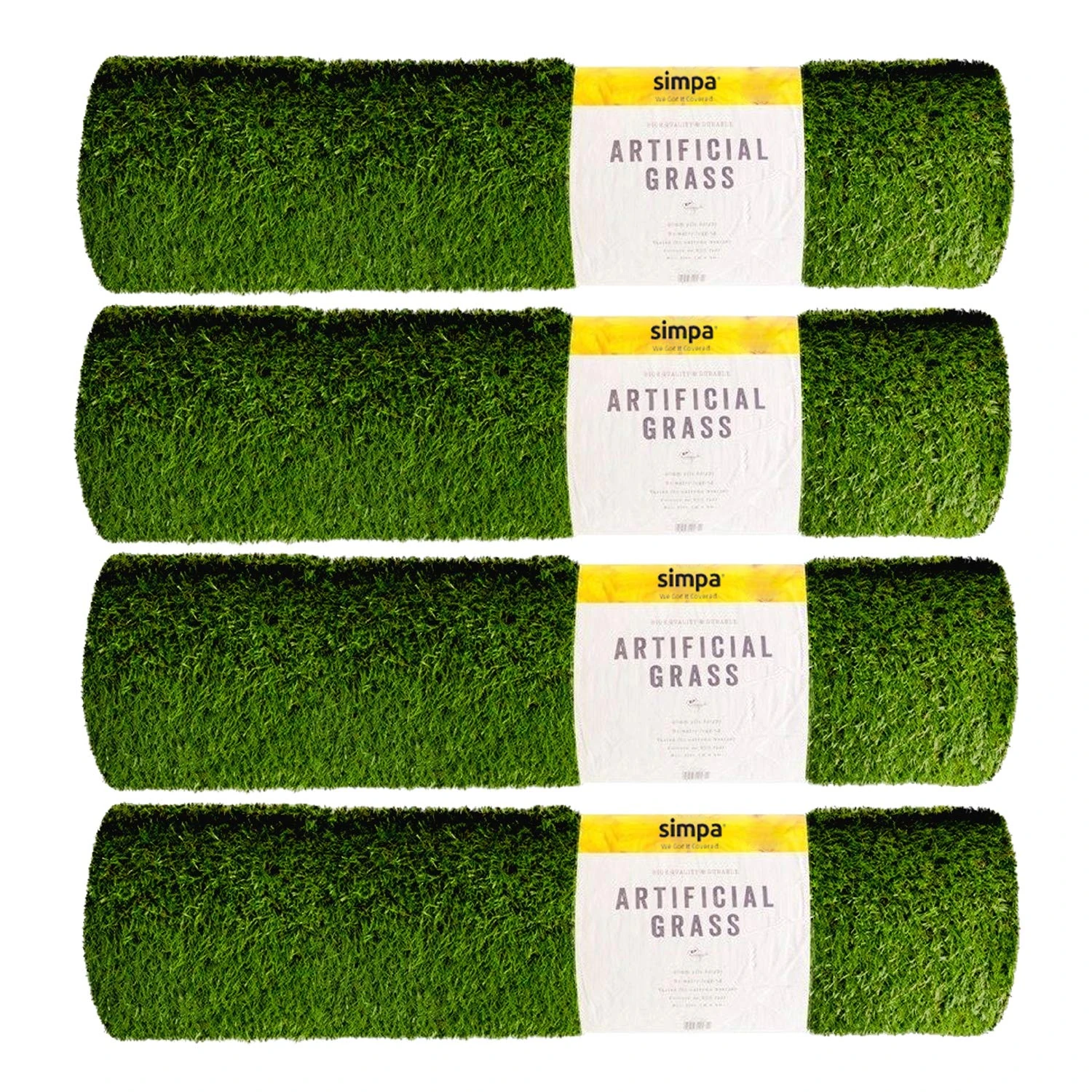 simpa 4 x Quality Non Fade Artificial Grass Pile Roll - 4m x 1m / 13ft x 3.3ft - 20mm Pile Height - Astro Turf Fake Lawn - Tested for Extreme Weather Conditions.