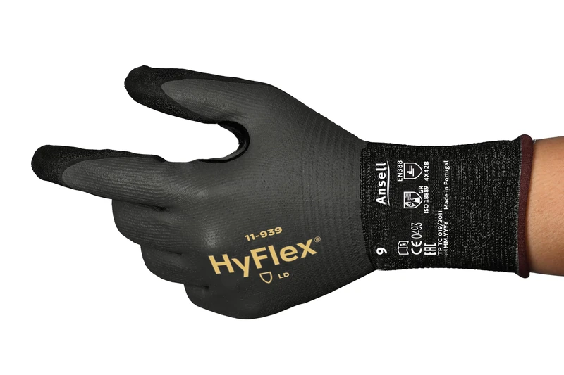 Ansell Hyflex 11-939 Safety Work Gloves, Size 9 (L) - 12 Pairs