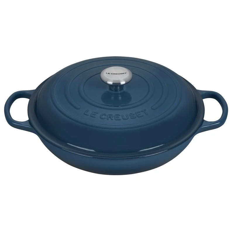 LE CREUSET Signature Sh.Casserole/braiser 30cm Deep Teal SS Knob