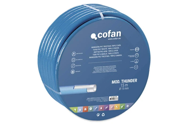 Cofan PVC hose Mod. Thunder 3C TRICOTTED Ø15 x 50 m (PVC hose Mod. Thunder 3 c knitted)