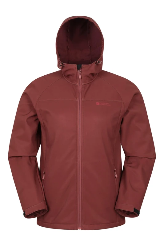 Mountain Warehouse Exodus Mens Softshell Jacket - Breathable & Water Resistant Rain Coat with Adjustable Fit & Side Pockets - For Spring Summer, Walking, Hiking & Travel Dark Red L