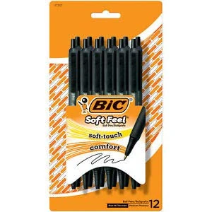 Bic Soft-touch Ballpoint Pen Set, 12 Black & 12 Assorted Color Pens