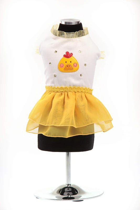 Trilly All Brilli Piquet and Chiffon Dress, Yellow - 1 Product