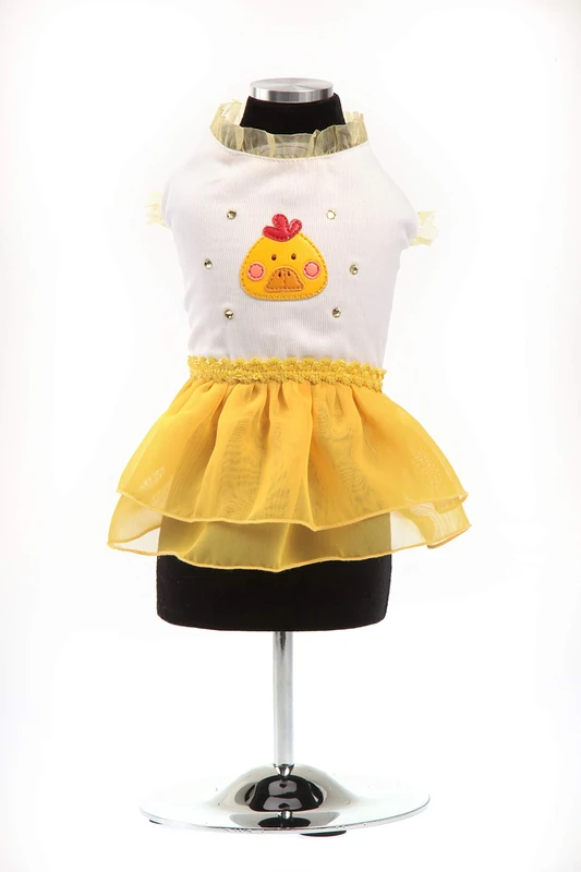 Trilly Tutti Brilli Piquet and Chiffon Dress with Swarovski Stones, Yellow - 1 Product