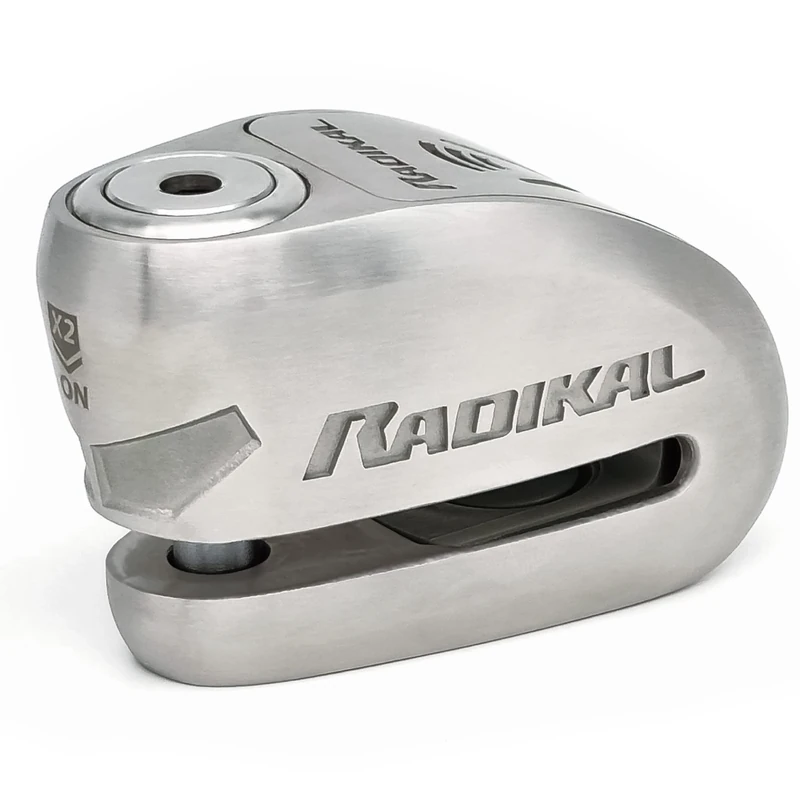 RADIKAL RK910S Motorcycle Alarm Disc Lock X2-ON, SRA Approved, High Security Lock, Double Locking 10mm, Longlasting Battery, Stainless Steel, Anti Theft Wheel Brake Lock for Motorcycle Scooter Bike