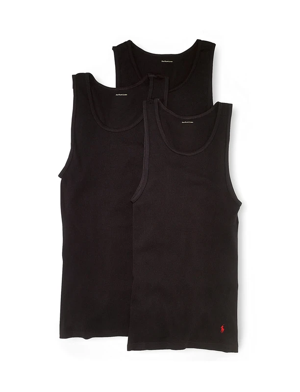 POLO RALPH LAUREN Classic Fit Ribbed Tank with Moisture Wicking 100% Cotton - 3 Pack