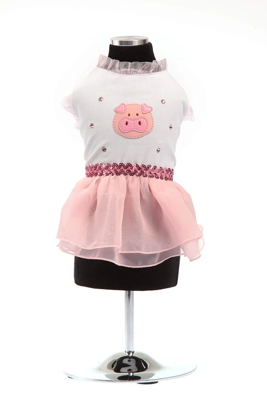 Trilly Tutti Brilli Piquet and Chiffon Dress with Swarovski Stones, Pink - 1 Product