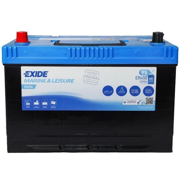 12V 95AH ER450 EXIDE Deep Cycle Leisure Marine Battery Original Equipment Manufacturer - 2 Years Warranty