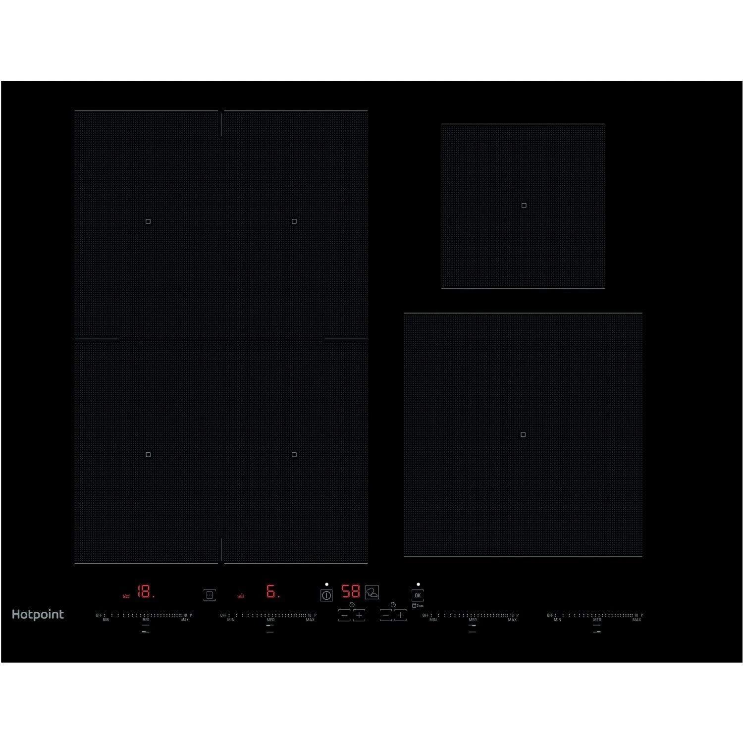 Hotpoint 65cm 4 Zone Induction Hob with Flexi Pro