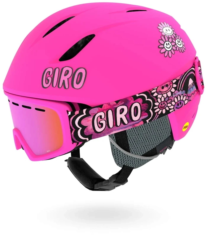 Giro Girrj Launch Snow Helmet/Goggles Combo Pack - Matte Bright Pink Psych Blossom, Small 52-55.5cm
