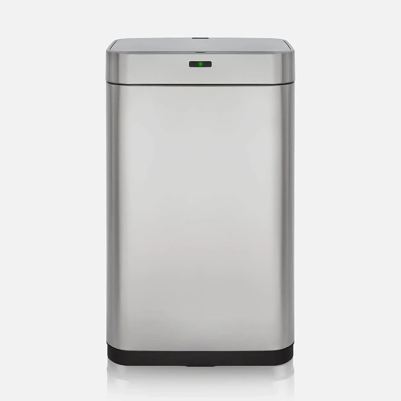 Tower T838001S Square Sensor Bin with Fingerprint Proof Coated Exterior, Steel, Capacity - 75 litres