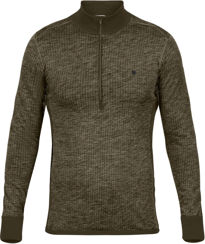 Fjällräven F90838-633 Värmland Woolterry Half Zip, Men, Dark Olive, XL