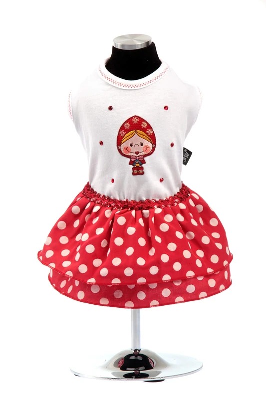 Trilly tutti Brilli Jersey Dress with Polka Dots and Swarovski Stones, Red - 1 Item