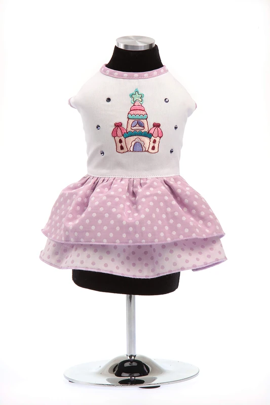 Trilly Tutti Brilli Piquet Dress with Polka Dots and Swarovski Stones, Lilac - 1 Product