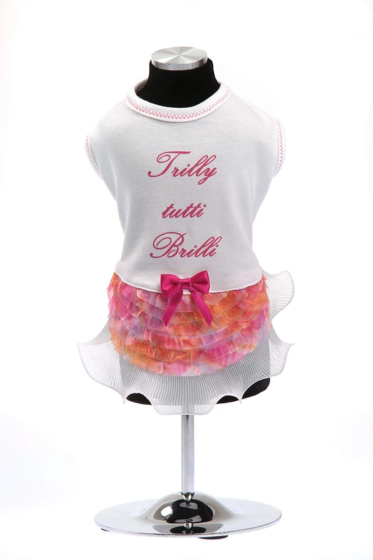 Trilly Tutti Brilli Jersey Dress with Ruches and Swarovski Stones, Orange - 1 Product