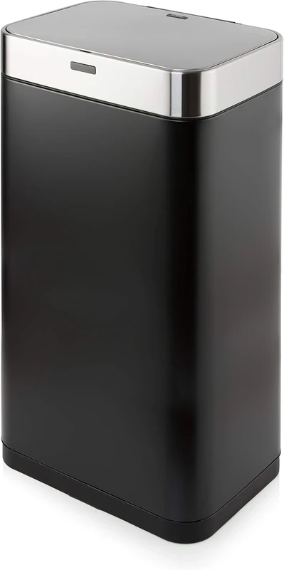 Tower T838001B Square Sensor Bin with Fingerprint Proof Coated Exterior, Large 75L, Hands Free Opening, Black