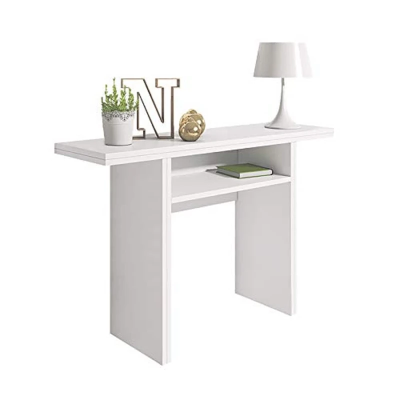 SELSEY LURDI - Multifunctional Console Table/Extendable Dressing Table/Compact Desk/White Matte
