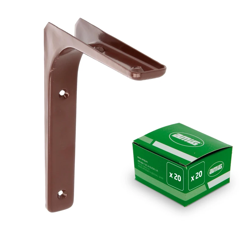 Amig - Steel Angle | Set of 20 Pieces | 200 x 150 mm (8'' x 6'') | Brown Finish | Mod. 2