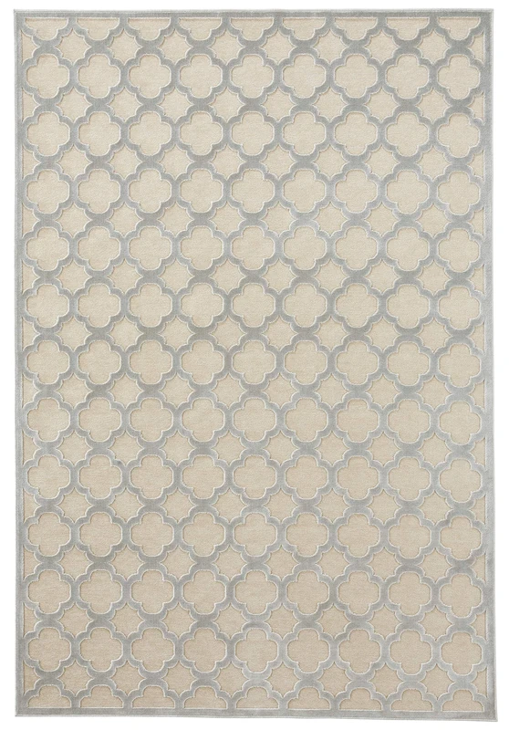 Mint Rugs Bryon Design Viscose Rug in Relief Look Cream Grey 80 x 250 cm