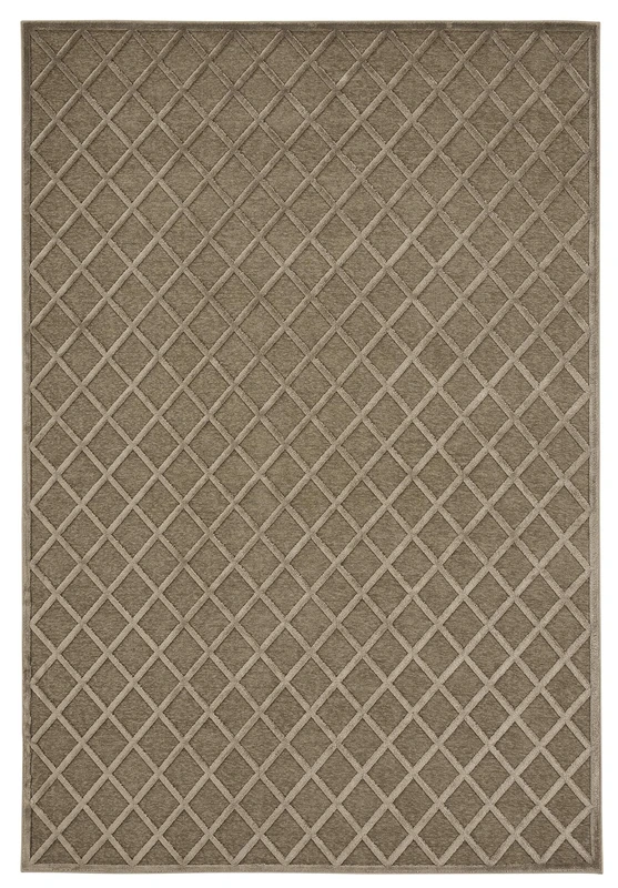 Mint Rugs Danton Short Pile Rug, Viscose, Classic, Lightweight, Shiny, Relief Look, Geometric Design, Graphic Pattern for Living Room, Kitchen, Hallway or Bedroom, Brown, 80 x 250 cm, Rayon