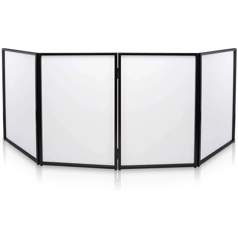 Pyle DJ Booth Foldable Cover Screen - Portable Event Facade Front Board Video Light Projector Display Scrim Panel with Folding Steel Frame Panel Stand, Stretchable Lycra Spandex - PDJFAC10 (White) - Image 1