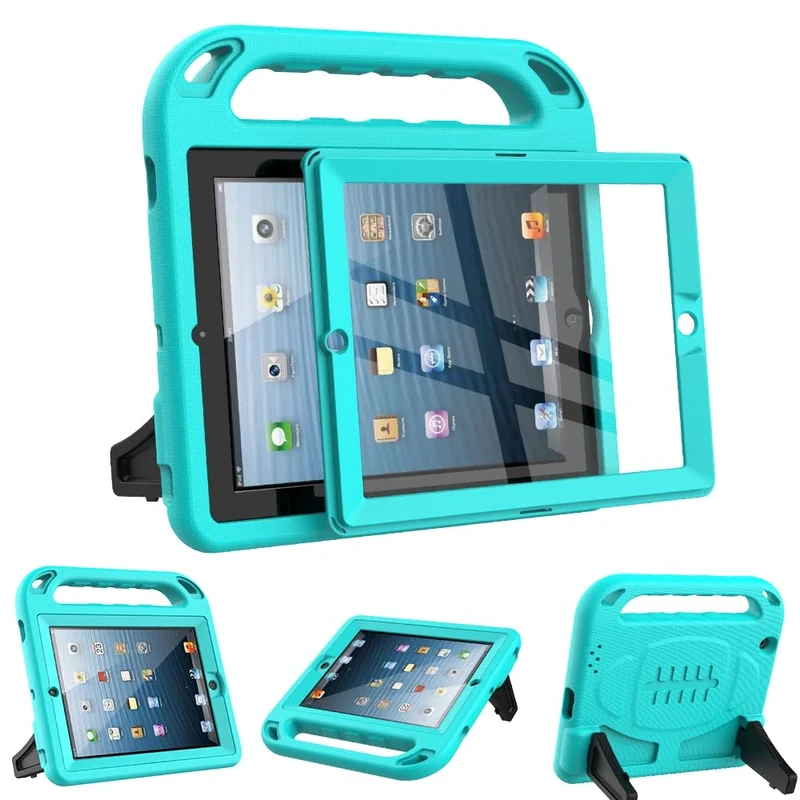 Surom Kids Case for iPad 2 3 4 （Old Model）- Built-in Screen Protector, Shockproof Handle Stand Kids Friendly Protective Case for iPad 2nd 3rd 4th Generation, Turquoise