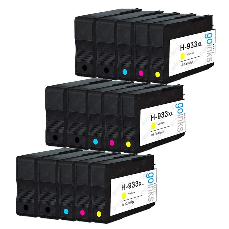 Go Inks® 3 Sets of 4 + Extra Black Ink Cartridges to replace HP 932 & 933 (XL Capacity) for use with HP Officejet Printers (15 Inks)