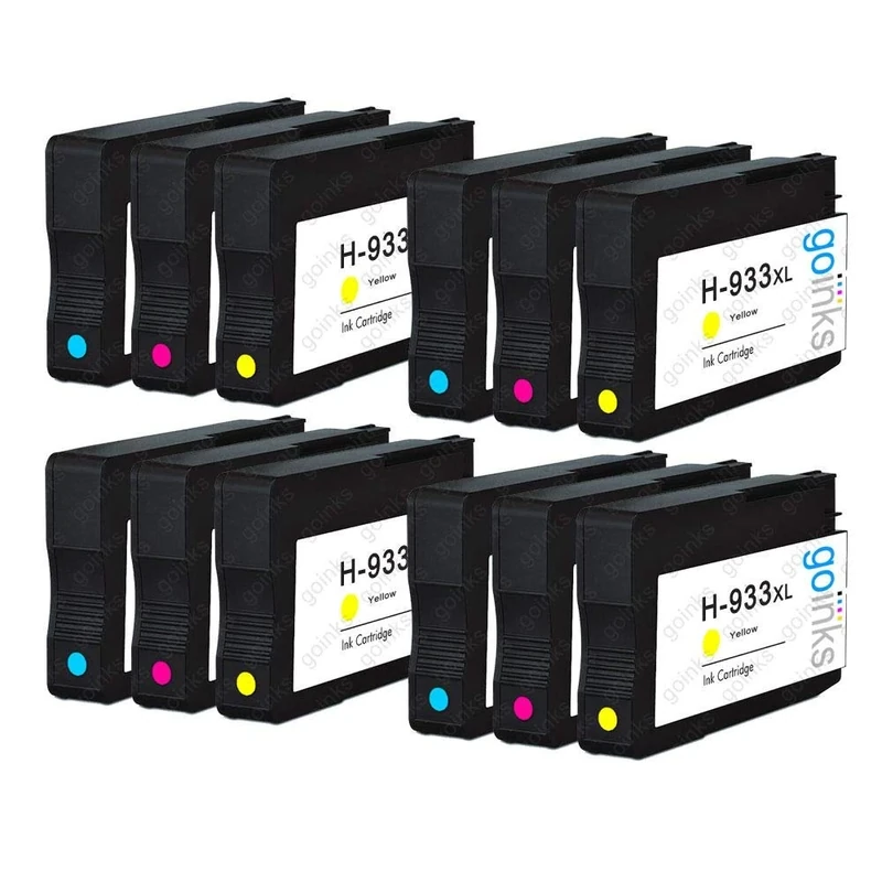 Go Inks 4 C/M/Y Set of 3 Ink Cartridges to replace HP 933 C/M/Y (XL Capacity) for use with HP Officejet Printers (12 Inks)