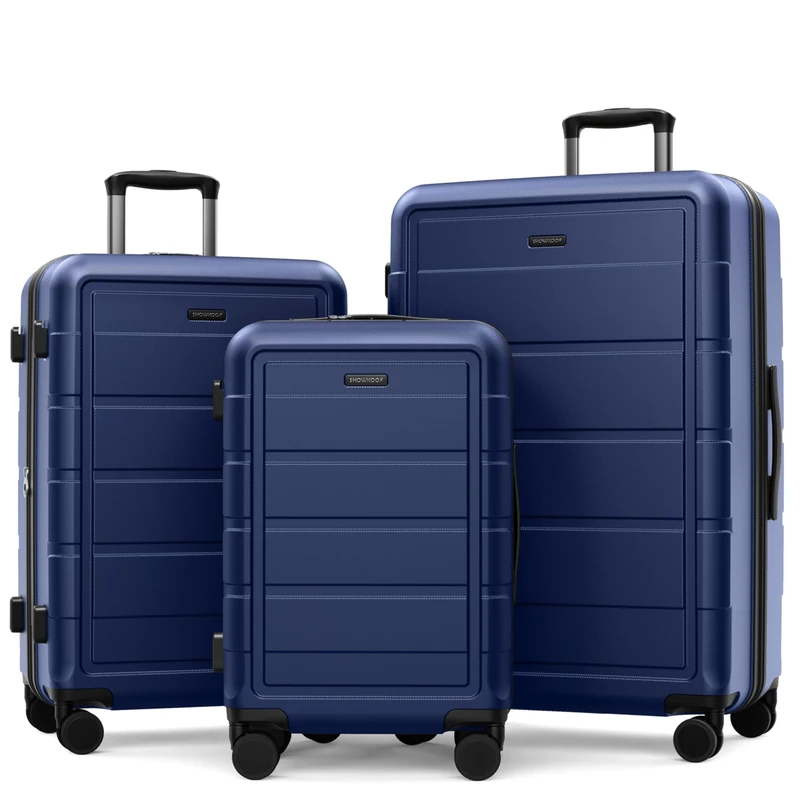 SHOWKOO Luggage Sets 3 Piece Expandable ABS+PC Hard Shell Lightweight Durable Travel Suitcase with Spinner Wheels TSA Lock (20" 24" 28" -Deep Blue)