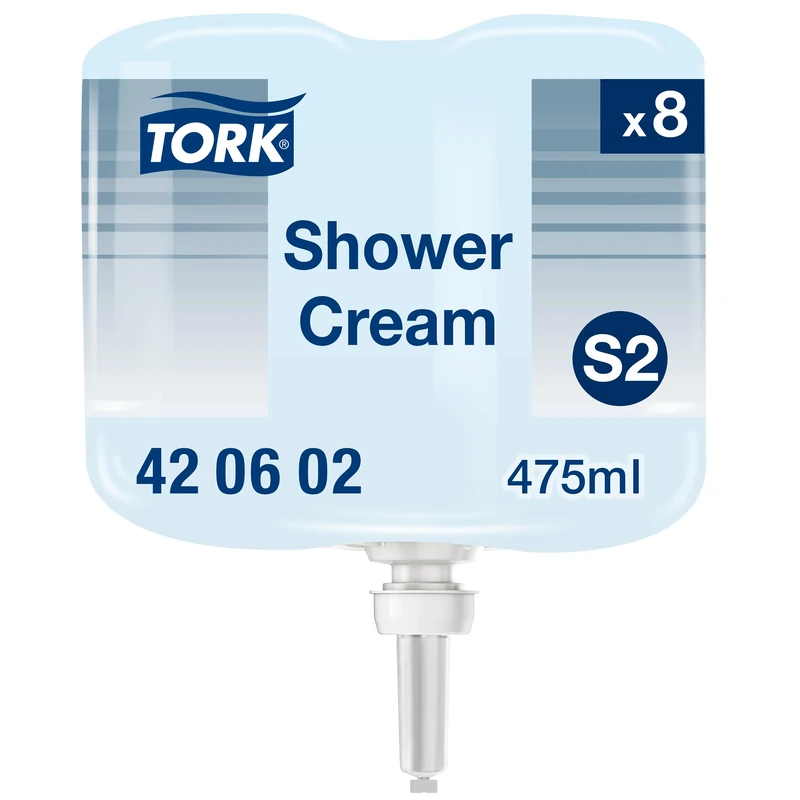 Tork Shower Cream Mini Liquid S2, Unisex Fragrance, 8 x 475ml, 420602