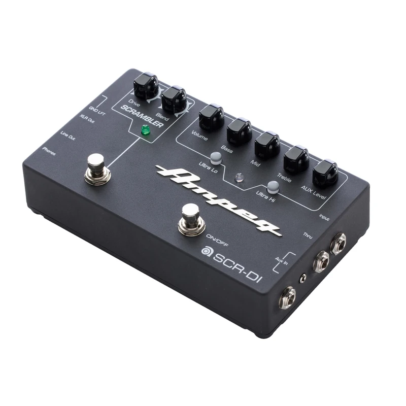 AMPEG SCR-DI Bass Preamp – Foot-Switchable Ampeg Preamplifier with Built-In Scrambler Overdrive, Ultra-Hi/Ultra-Lo Filters, Balanced XLR Out and Durable Metal Construction – Black