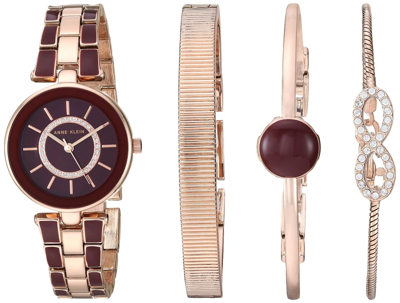 Anne Klein Women's Premium Crystal Accented Watch and Bracelet Set, AK/3286