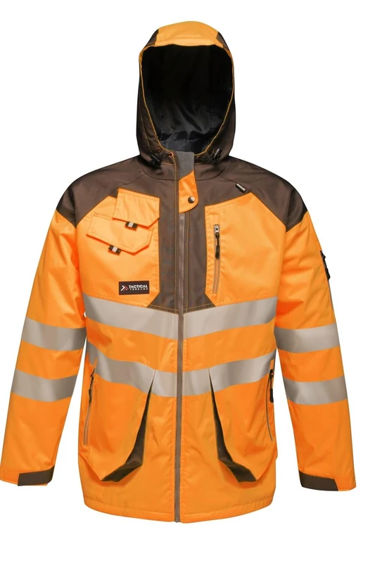 Regatta TRA340LA7BV Tactical Hi-Vis Parka Jacket, Size Large, Orange/Grey