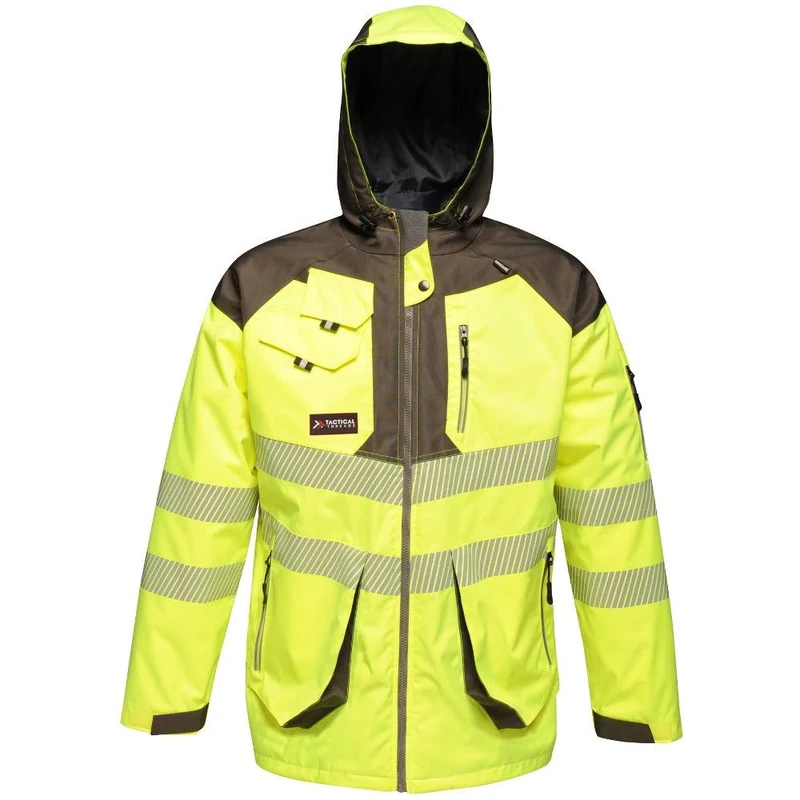 Regatta TRA340SM9PQ Tactical Hi-Vis Parka Jacket, Size Small, Yellow/Grey