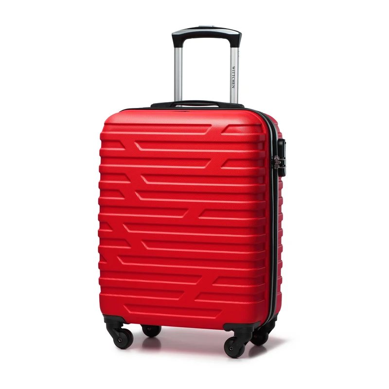 WITTCHEN Travel Suitcase Carry-On Cabin Luggage Hardshell Made of ABS with 4 Spinner Wheels Combination Lock Telescopic Handle A-Line II Size Red