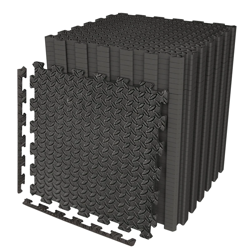Large 60cm x 60cm Black Interlocking Caravan Awning Floor Mat Camping Picnic Garden Outdoor/Indoor Non Slip Floor Matting 10mm thick (28Mats-112 square feet) - Image 1