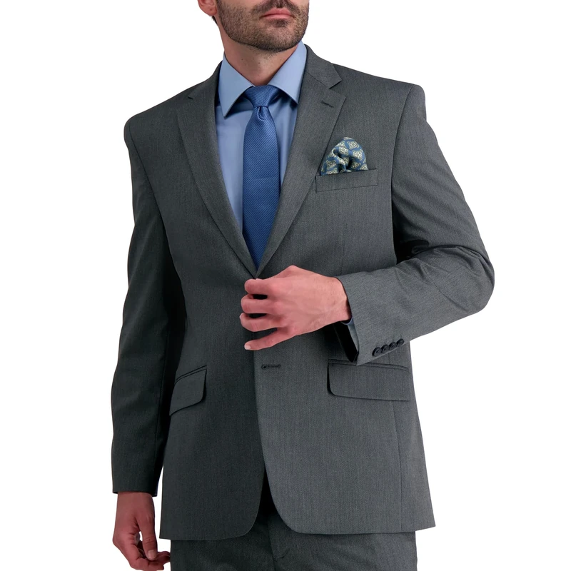 Haggar J.M Men's 4-Way Stretch Diamond Weave Classic Fit Suit Separate Pant Business Jacket, Dark Grey, 44