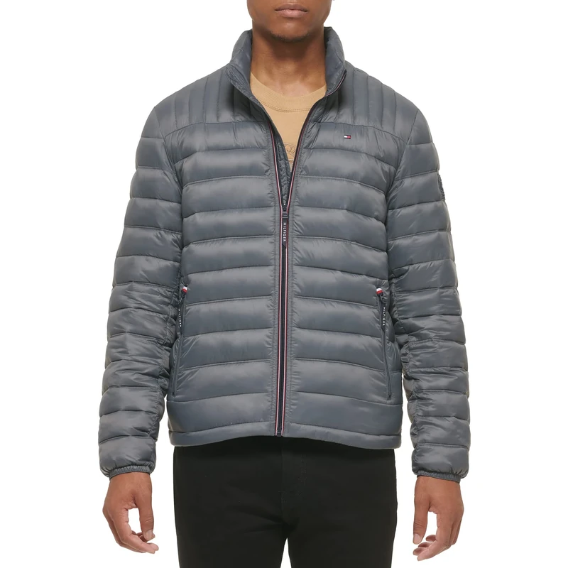 Tommy Hilfiger Men's Water Resistant Ultra Loft Down Alternative Puffer Jacket Coat, Charcoal, M