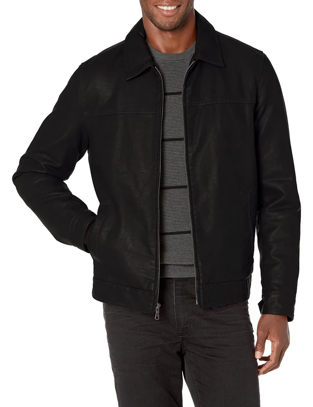 Tommy Hilfiger Men's Classic Faux Leather Jacket, Black, 3X