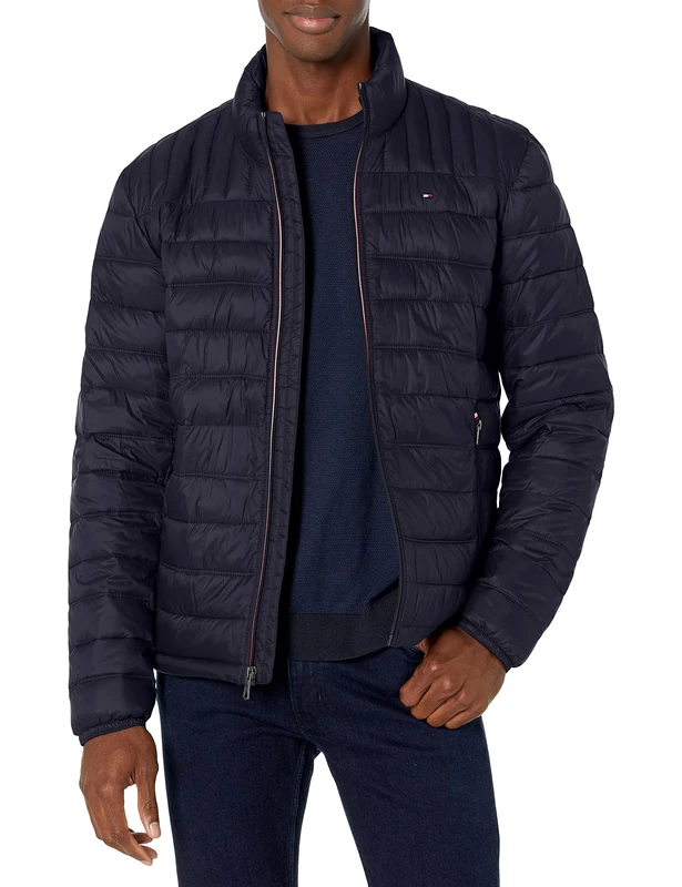 Tommy Hilfiger Men's Ultra Loft Packable Puffer Jacket Down Alternative Coat, Midnight, M