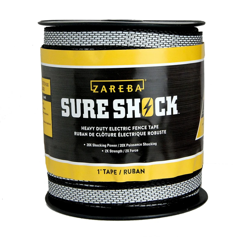 Zareba HDT500W1-Z Heavy-Duty Sure Shock Polytape - 500 Foot Spool of 1 inch Electric Fence Tape Heavy-Duty Sure Shock Polytape